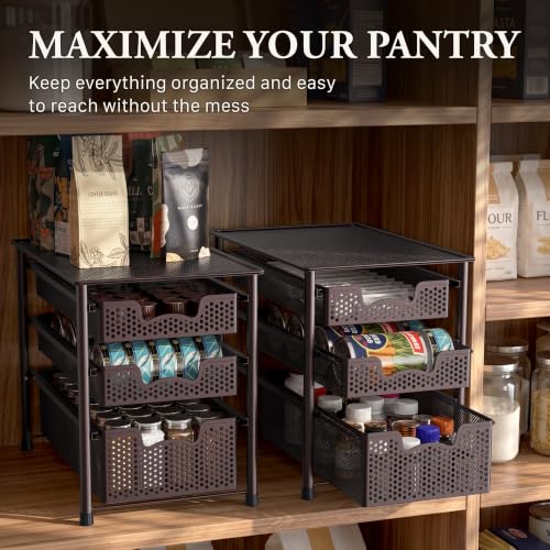 Simple Houseware Stackable 3 Tier Sliding Basket Organizer - Image 8