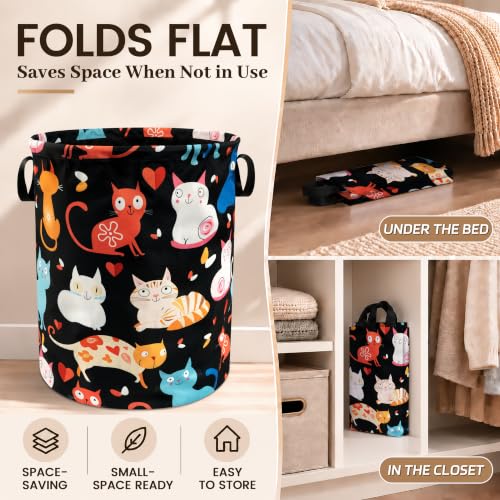 Cats Laundry Basket Oxford Cloth Foldable Hamper 18.9x16.5 Inch - Image 8