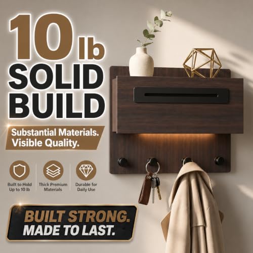 Wall Mounted Entryway Coat Rack with Mail Organizer - Image 8
