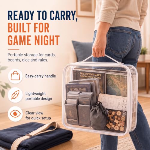 4-pack Extra Large Clear Board Game Storage Case with Handles - Image 7