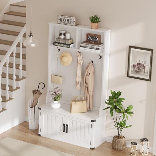 TrailBlaze 77.7" Farmhouse Hall Tree with Bench & Shoe - Image 8