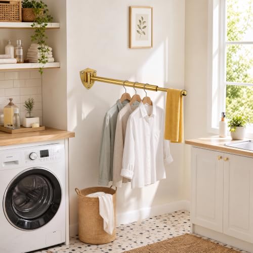 12" Wall Mounted Drying Rack, Foldable & Pull-Out Clothes Hanger - Image 8