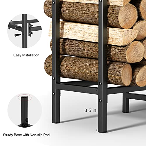 CADUKE 4ft Firewood Rack with Cover, Outdoor Firewood Log - Image 8