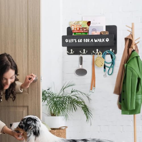 Wood Dog Leash Holder for Wall, with 4 Double Key Hooks - Image 8