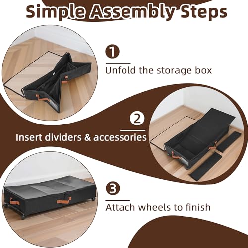 VECELO Under Bed Storage with Wheels, 2 Pack Fully | Home Organization - Image 7