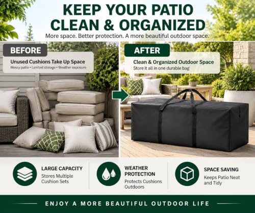 Waterproof Outdoor Patio Cushion Storage Bag with Zipper - Image 7