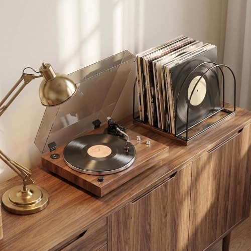 Wooden Vinyl Record Storage Holder, Brown - Image 8