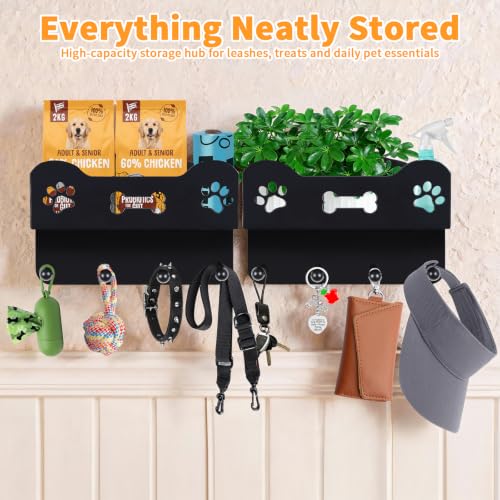 2 Pack Sturdy Wall Mount Dog Leash Holder with Solid Shelf - Image 7