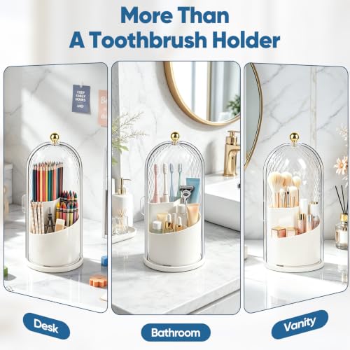 Toothbrush Holder with Cover, 3-Slot Rotating Bathro | All Products - Image 8