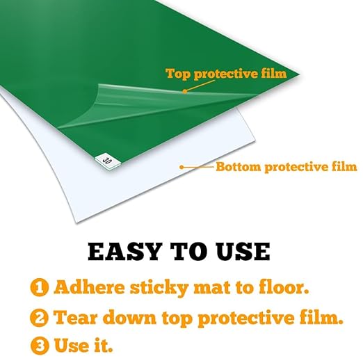 SATECH Tacky Mat,Sticky Mat for Hospital Laboratory Construction Pet 24"x36" Green(4 Mats of 30 Sheets)