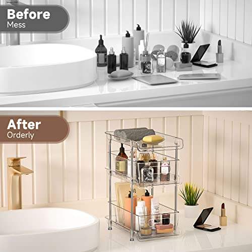 2Set 3 Tier Clear Bathroom Organizer with Dividers | Home Organization - Image 7