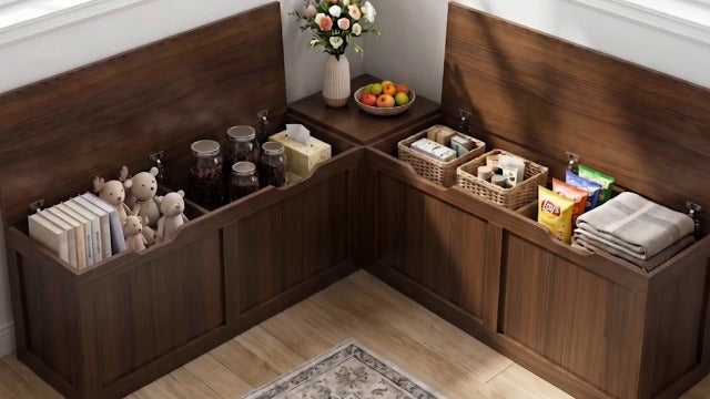 63 Inch L-Shaped Corner Bench with Hidden Storage, Breakfast Nook - Image 8