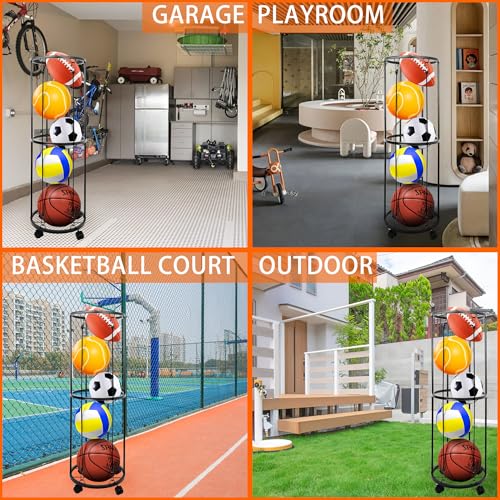 Garage Ball Storage Rack, Wall-Mounted Basketball Holder - Image 7