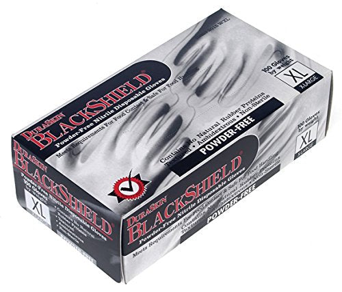 DuraSkin 2016BK Nitrile Disposable Gloves, 6 Mil - Black, Medium | Powder-Free, Micro-Textured, Industrial Grade | for Janitorial, Cleaning, Manufacturing (Box of 100)