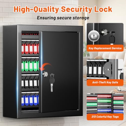 213 Position Wall Mounted Key Lock Box, Key Cabinet with Drop - Image 7