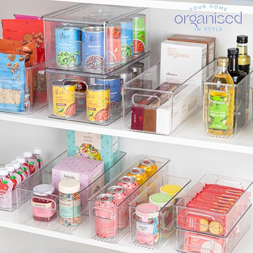 Plastic Food Storage 6 Pack Clear Container Bin with Handles - Image 8