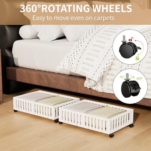 Under Bed Storage with Wheels, 2 Pcs Bamboo Drawers - Image 8