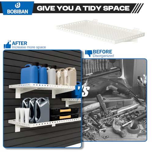 2 Pack Heavy Duty Slatwall Shelves 14 X 24 Inch, White - Image 7