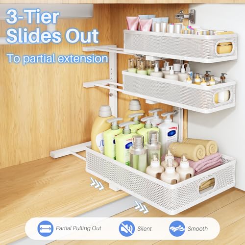 Under Sink Organizer, 3-Tier Thickened Metal Pull out - Image 8
