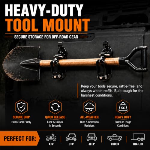 Heavy Duty Metal Rubber Shovel Mount Kit, Shovel Holder for Truck - Image 8