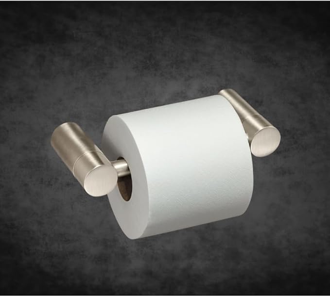 Modern Wall-Mounted Toilet Paper Holder | Unique Round Design for Mega Rolls | Perfect for Bathroom or Washroom (Brushed Nickel, Toilet Paper Holder)