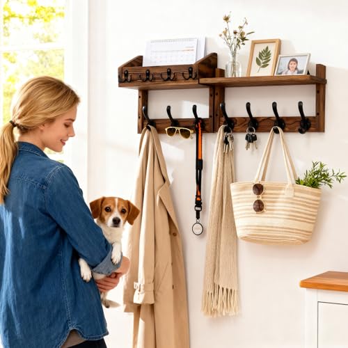 Coat Rack Wall Mount with Shelf, Key Holder Wall mount - Image 7