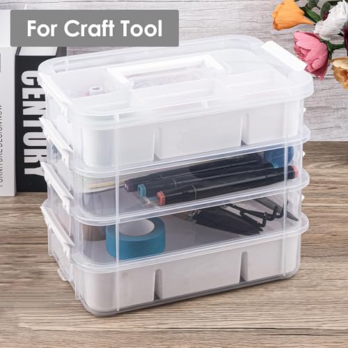 Craft Organizer, 4 Tier Storage Box with Removable Trays, White - Image 7