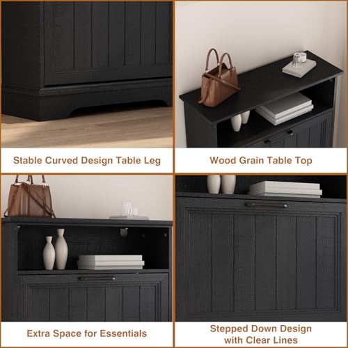 24" W Hidden Shoe Storage Cabinet with 2 Flip Drawers & - Image 8