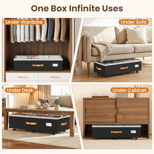 Budding Joy 80L 2 Pack Adjustable Under Bed Storage with Wheels - Image 8