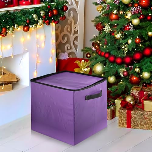 Purple Solid Color Christmas Ornament Storage Box | Home Organization - Image 8