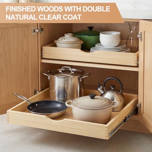 2 Set Wood Pull out Cabinet Organizer, Wood Color - Image 7