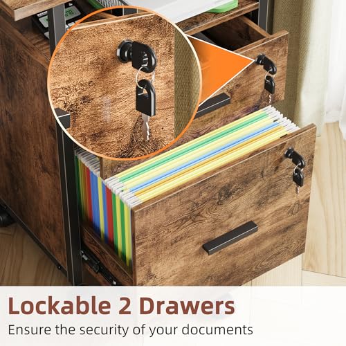 GYIIYUO 2 Wood Drawer Lockable File Cabinet with 22'' - Image 7
