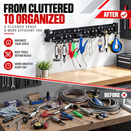 Black Air Tool Holder Wall Mount Pneumatic Rack Organizer - Image 8