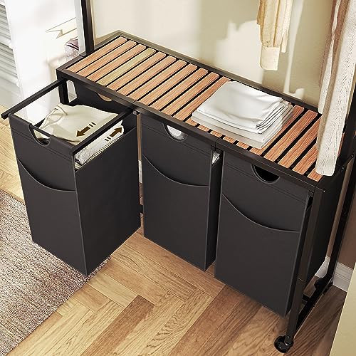 Laundry Sorter 3 Section, Rolling Laundry Hamper | Home Organization - Image 7