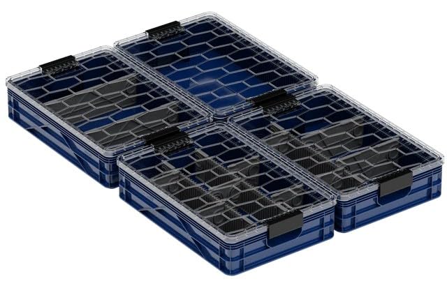 Quarter Crate 4-Pack Stackable Storage Bins, Navy Blue - Image 7