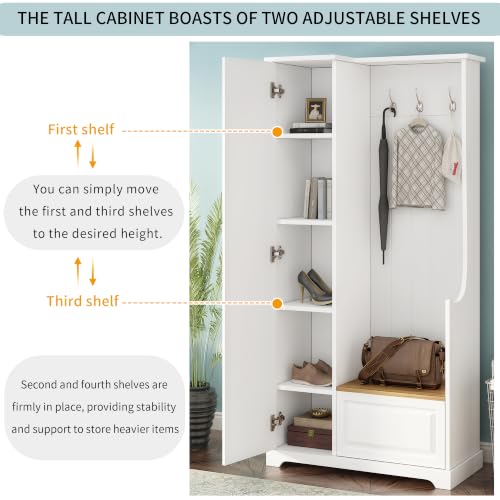 GDFStudio 36" Hall Tree with Flip-Up Bench, Hanging Hooks - Image 8