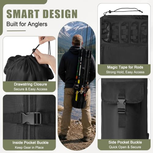 Fishing Pole Bag with Rod Holder Fishing Rod Bag, 5 Rod & - Image 7