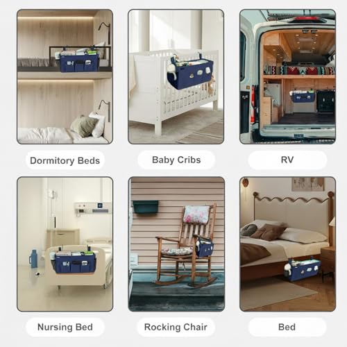 Surblue Bedside Organizer with Hook Bedside Caddy Hanging Storage - Image 8