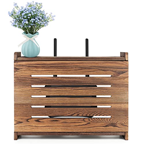 Wooden Router Shelf Wall Mount WiFi Router Storage Box - Image 8