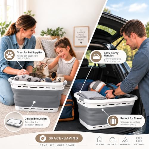 BROOKSTONE 11 GALLON XL 24" Collapsible Laundry Basket & - Image 6
