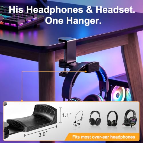 Solid Wood Metal Headphone Stand with Clamp-On Hook for Desk - Image 8
