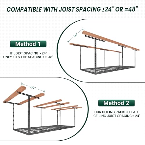 3x8 FT Overhead Garage Storage Rack,750LBS Weight Capacity - Image 7