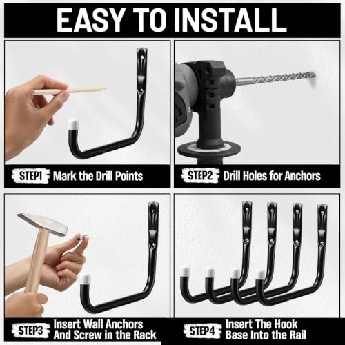 12 Pack Heavy Duty Steel Garage Wall Hooks 10 Inch - Image 7