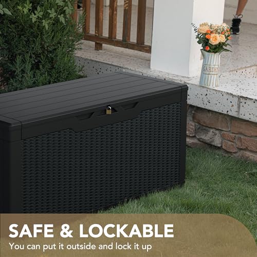 Devoko 100 Gallon Waterproof Deck Box, Resin Large Outdoor - Image 7