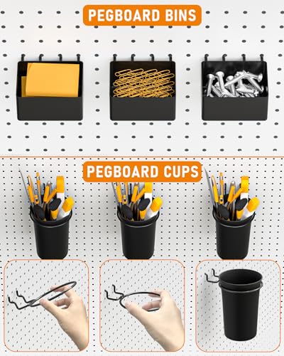 INCLY 30PCS Peg Board Organizer Accessories Kit with Bins - Image 7