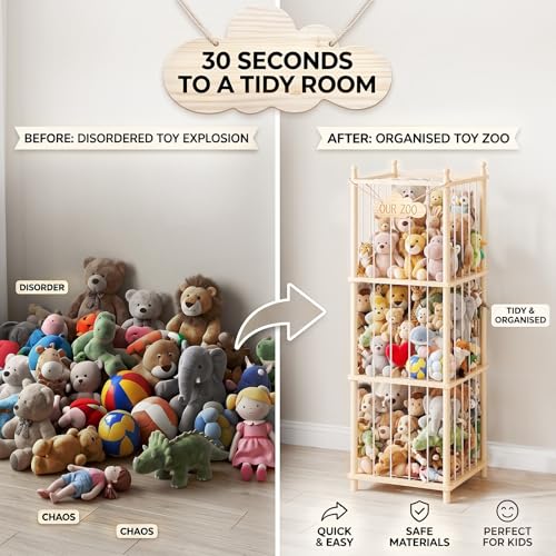 Stuffed Animal Storage, 54" Toy Organizer Tower, Anti-Tip Design - Image 7