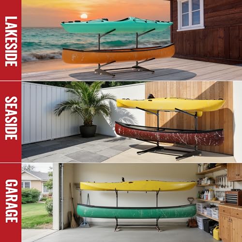 2-Tier Freestanding Kayak Rack, 220lb Heavy Duty Stand - Image 8