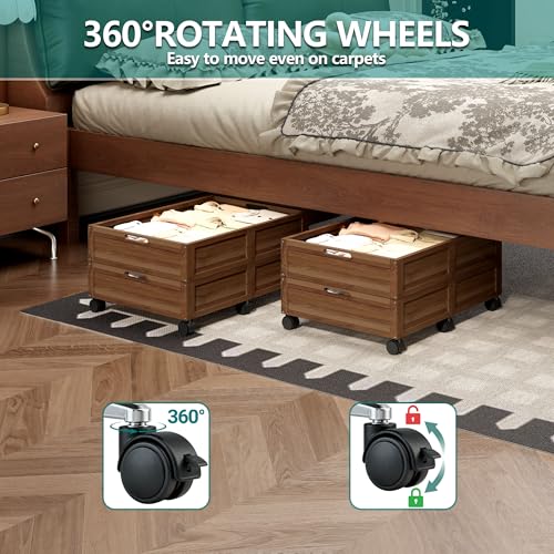 Under Bed Storage with Wheels, 2 Pack Bamboo Containers for Toy & - Image 8