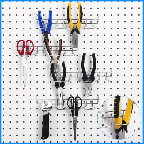 4 Pcs Pegboard Tool Holder Hooks for Screwdriver Pliers, Silver - Image 7