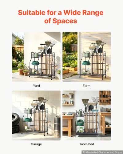 VEVOR Garden Tool Organizer with Wheels, Large Metal | Garage Storage - Image 8